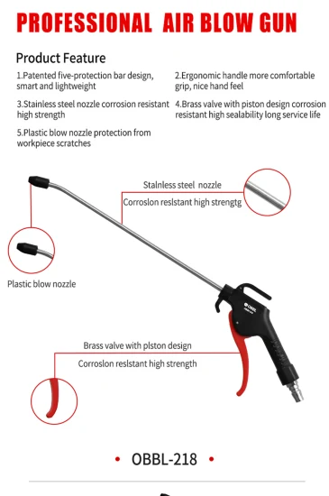 Obbl Pistolet à air industriel puissant à haut volume Accessoires de compresseur d'air pneumatique Outil de nettoyage de la poussière